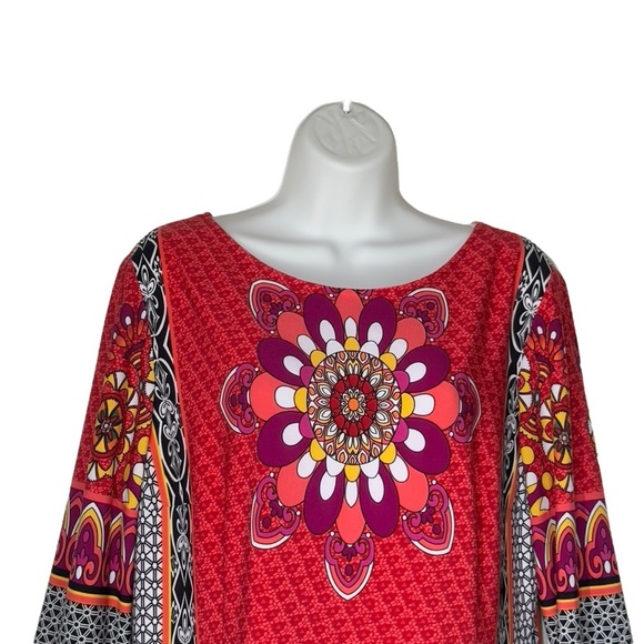 Joseph Ribkoff Boho Multicolour Mixed Print Mandala Lined Sheath Dress Large - Picture 3 of 12